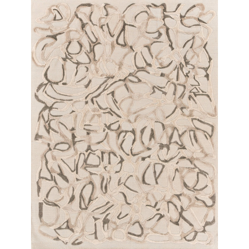 Goudy Hand Woven Wool Abstract Area Rug, Rectangle 2' x 3'