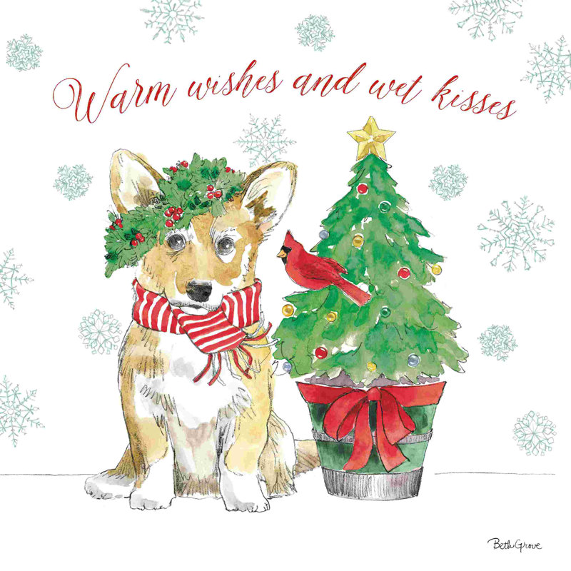 Holiday Paws V, H 12 po x l 12 po, Non, Toile tendue