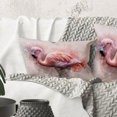 Rectangle, portrait de flamant rose V - coussin décoratif imprimé maison de campagne