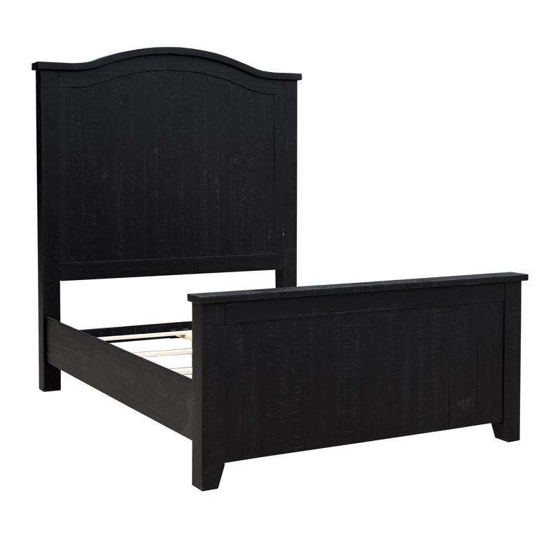 Natya Solid Wood Panel Bed, Black, Queen