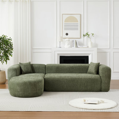 Boneless 109.4" Modular Sectional Sofa Luxury Modern Curved Back Sofa,chenille Fabric Two Throw Pillows,minimalist Comfortable L-shape Boneless Cloud Couch For Living Room Apartment