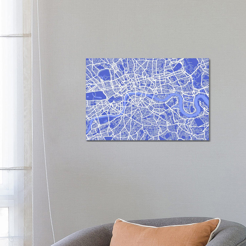 London Map IV (Blue) by Michael Tompsett - 1 Piece Wrapped Canvas Wall Art, 66.04 cm H x 45.72 cm W x 3.175 cm D