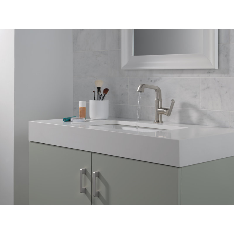 Robinet pour salle de bain à un trou Tetra, robinet de salle de bain à poignée simple avec ensemble de bonde, Inoxydable