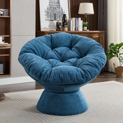 Fauteuil d'appoint pivotant surdimensionné, fauteuil demi-tonneau pivotant à 360 °, fauteuil Papasan pour la chambre à coucher du salon