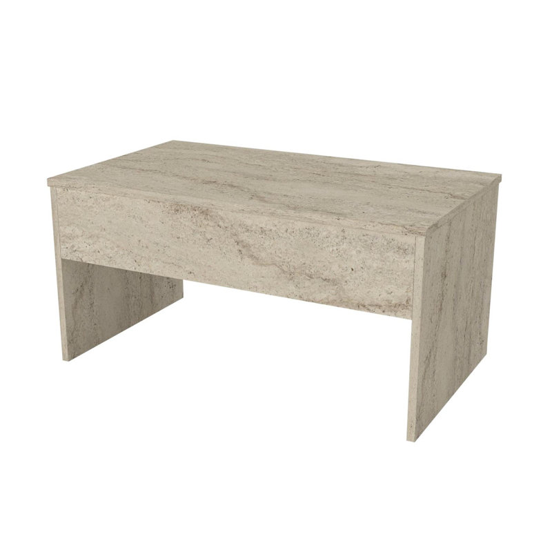 Modern Coffee Table, Travertine Color, 35.4 x 20.5 x 17.7 inches | 100% Melamine Coated Particle Board, Thickness: 0.7 inches | Stylish Marble Design, Perfect for Living Room & Contemporary Spaces, Durable & Elegant