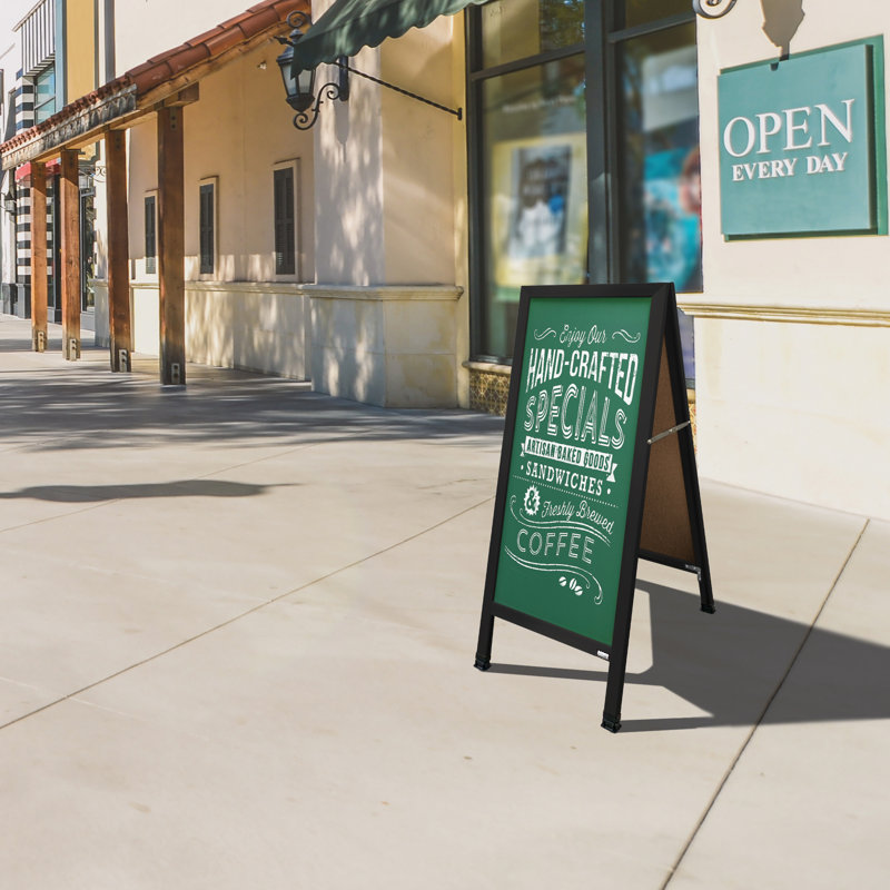 A-Frame Sidewalk Chalkboard, Black Powder Coat, 3' 6" H x 1' 6" W