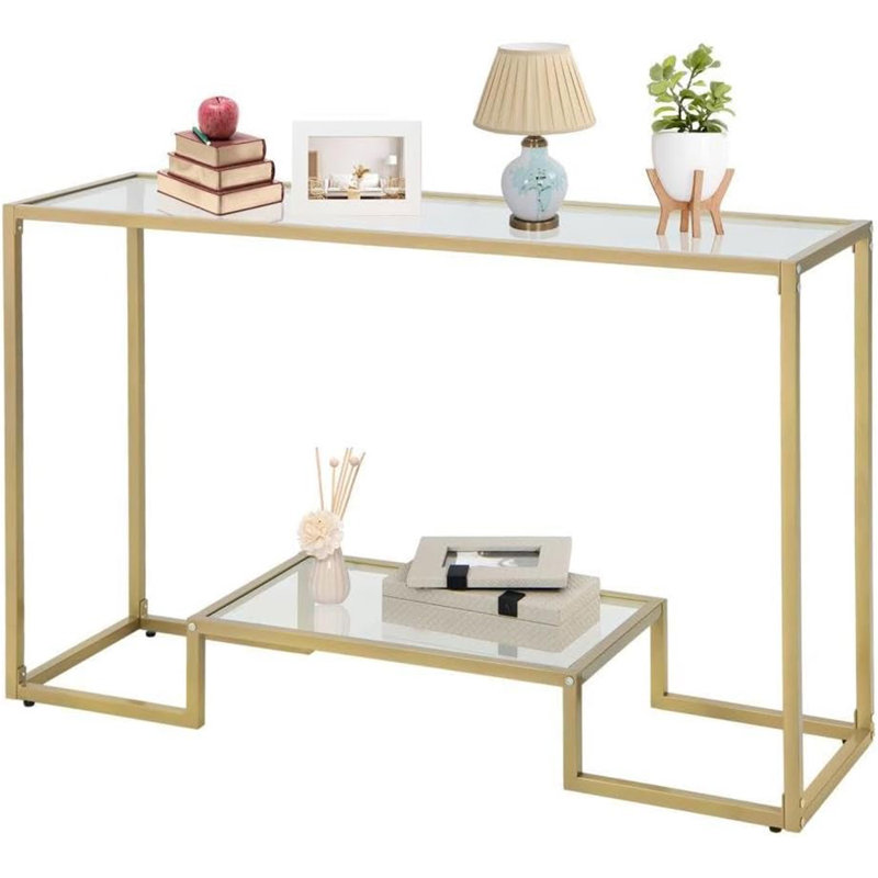 Saini 121cm Glass Top Console Table