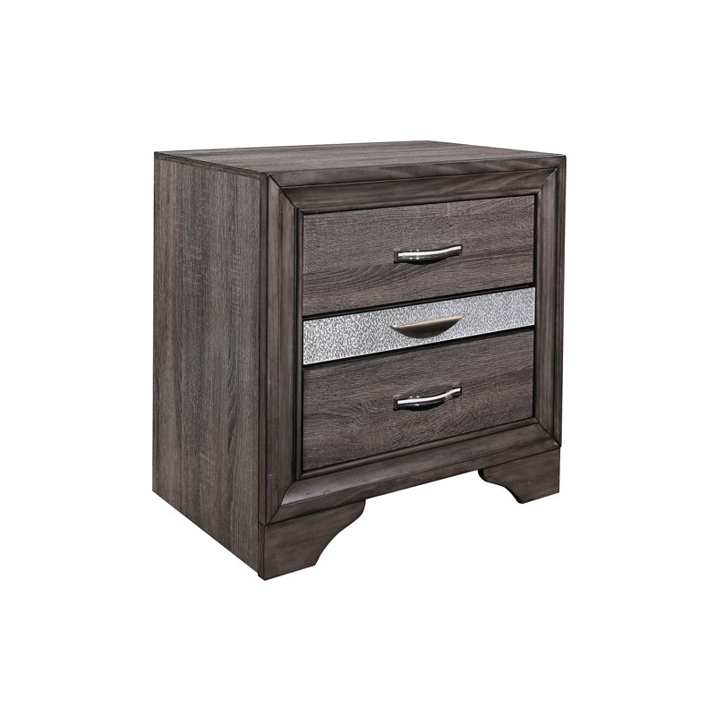 Table de chevet Sparkle Grey avec 3 grands tiroirs - option de décoration moderne
