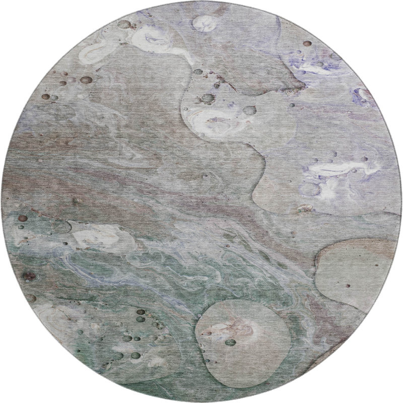 Premium Machine Washable Ralston AMF1941 Abstract Rug, Round 8'