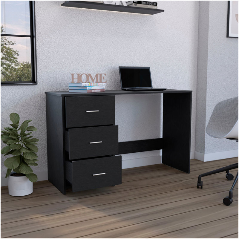 Bureau d'écriture, 3 tiroirs, noir