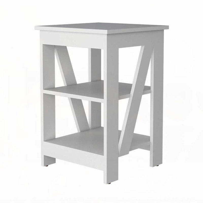 Table blanche avec 2 tablettes