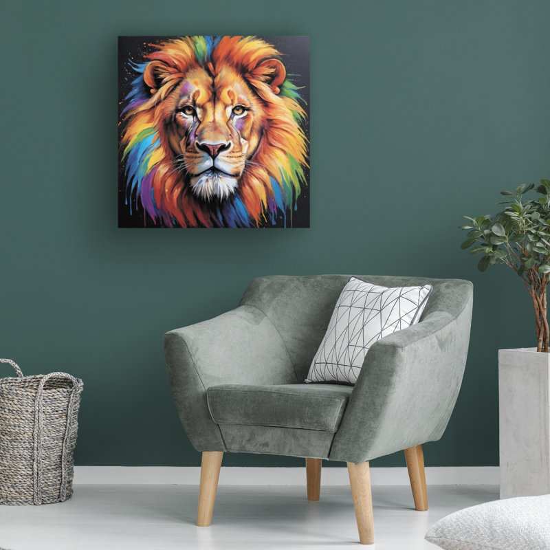 Œuvre sur toile «Lion Ben Colin Majestic 1», H 14 po x l 14 po