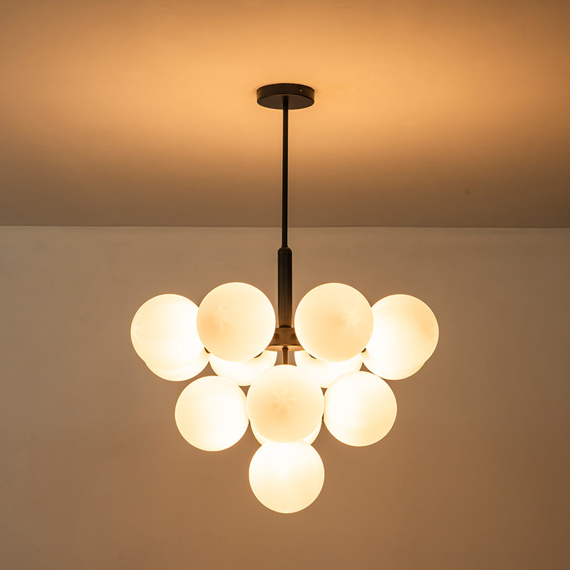 Delacroy 13 - Light Dimmable Chandelier, Black, Frosted