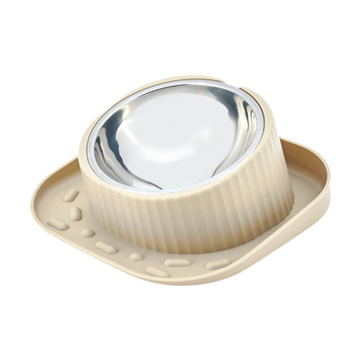 Chats et chiens Bol anti-déversement pour aliments anti-déversement, pot d'eau, bouche inclinée, 7,71 po x 7,48 po x 3,18 po, kaki