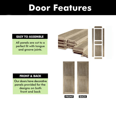 Homacer Vertical Stripe Design Classic Gray Finished & Unassembled Pine Wood Barn Door (Interior Use Only)