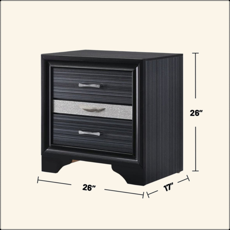 2 Drawers And 1 Jewellery Drawer Nightstand