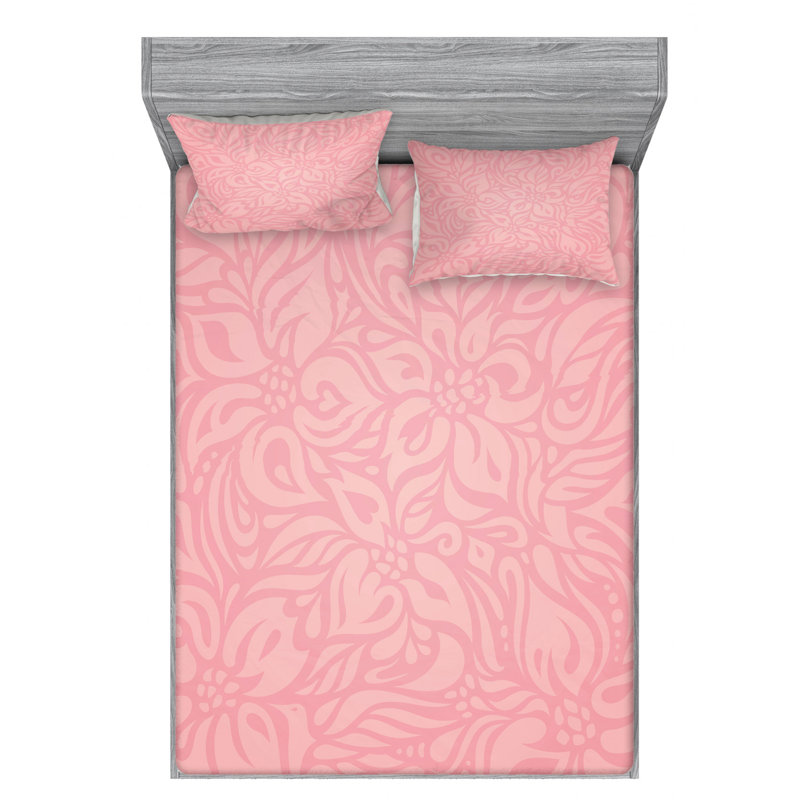 Microfiber Floral Sheet Set, Full Sheet Set with Fitted Sheet