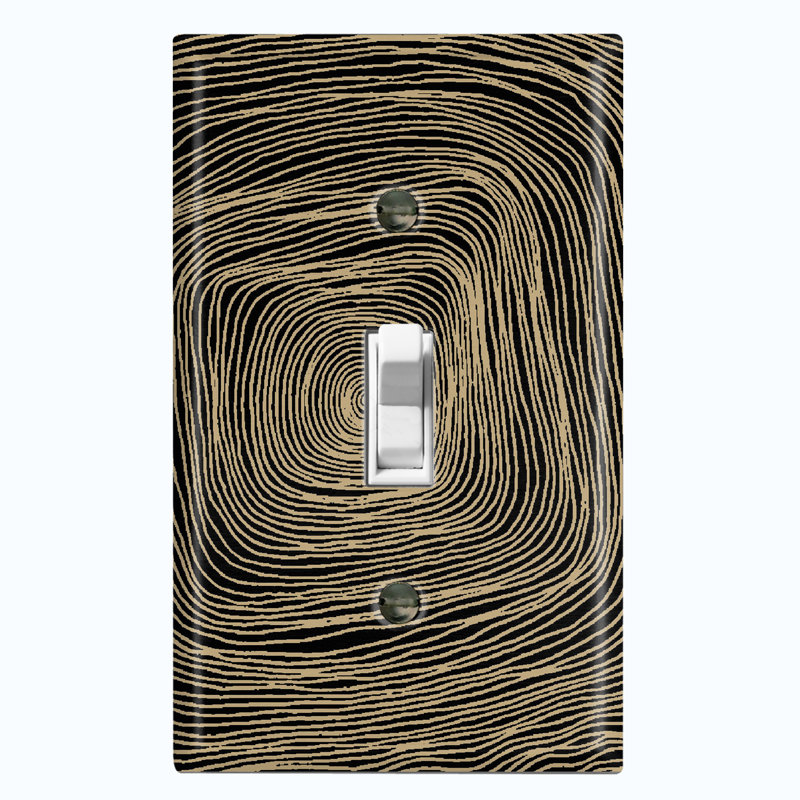 Metal Light Switch Plate Outlet Cover (Abstract Swirl Art Gray - Single Toggle)
