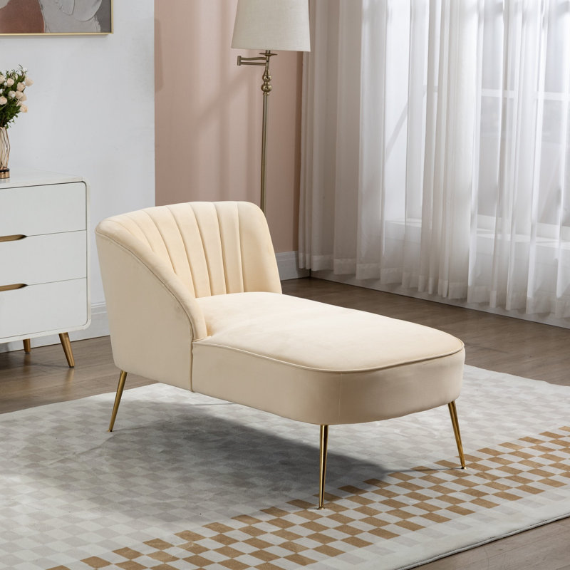 Barfleur Velvet Chaise Lounge, Yellow