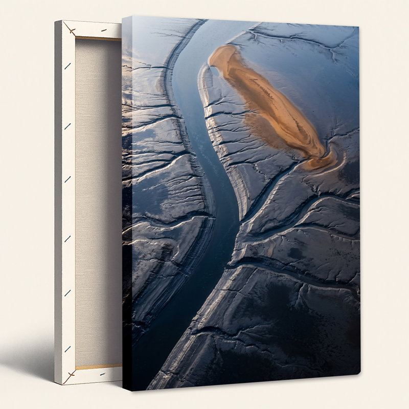 "Blue River Channels and Tan Sandbar", art mural sur toile, H 40 po x l 28 po