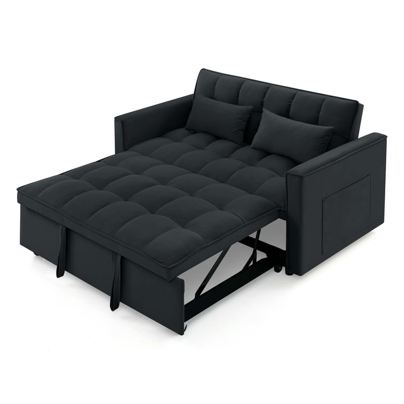 Canapé-lit polyvalent avec dossier réglable pour un confort ultime, Tissu noir