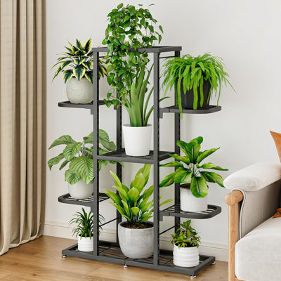 Plant Stands Indoor, 7-Tier Metal Flower Plant Pot Stand, Outdoor Plant Shelf, Waterproof Flower Pot Organizer Unit, Heavy Duty Plant Display Rack, An
