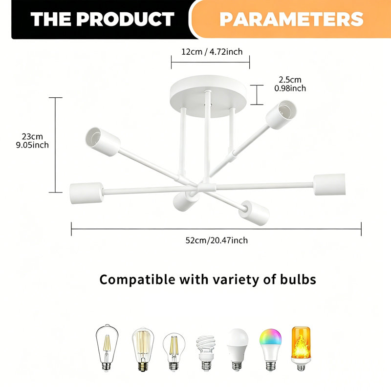 Semi Flush Mount, White, included