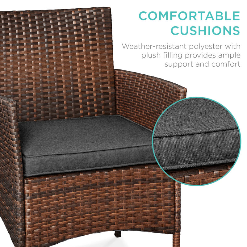 Patio Bistro Set, Brown, Stone Gray