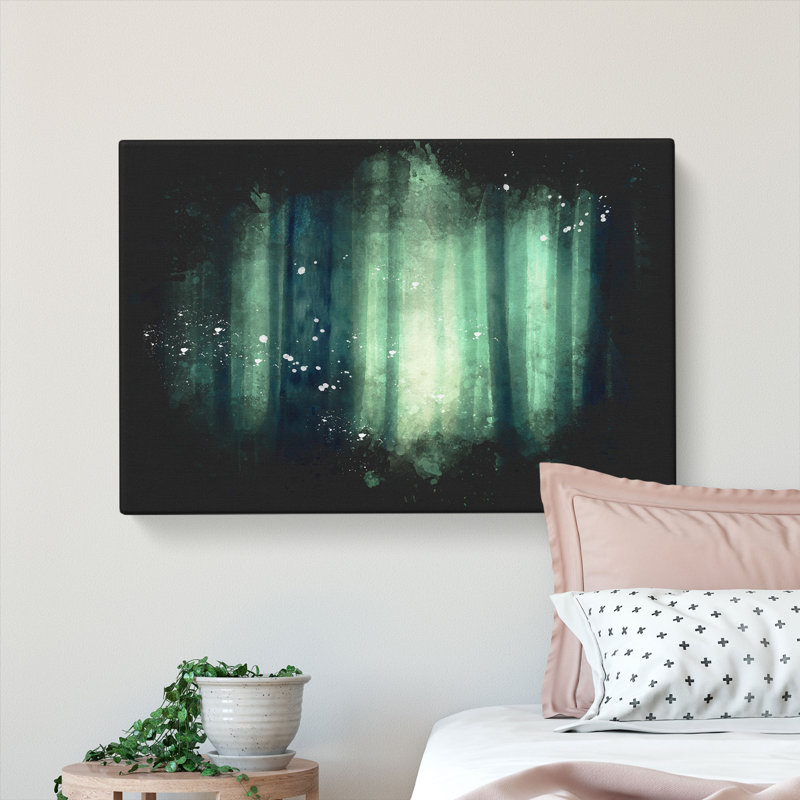 Green Misty Forest - Wrapped Canvas Painting, 35cm H x 50cm W x 3cm D