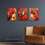 Women Faces With Red Flowers Floral Artworks Boho Portraits - 3 Piece No Frame Print Set-1390272170