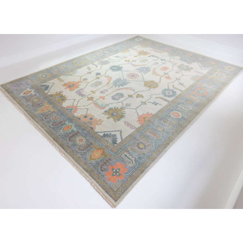 Jolene Hand Knotted Wool Trellis Area Rug, Rectangle 12' x 15'