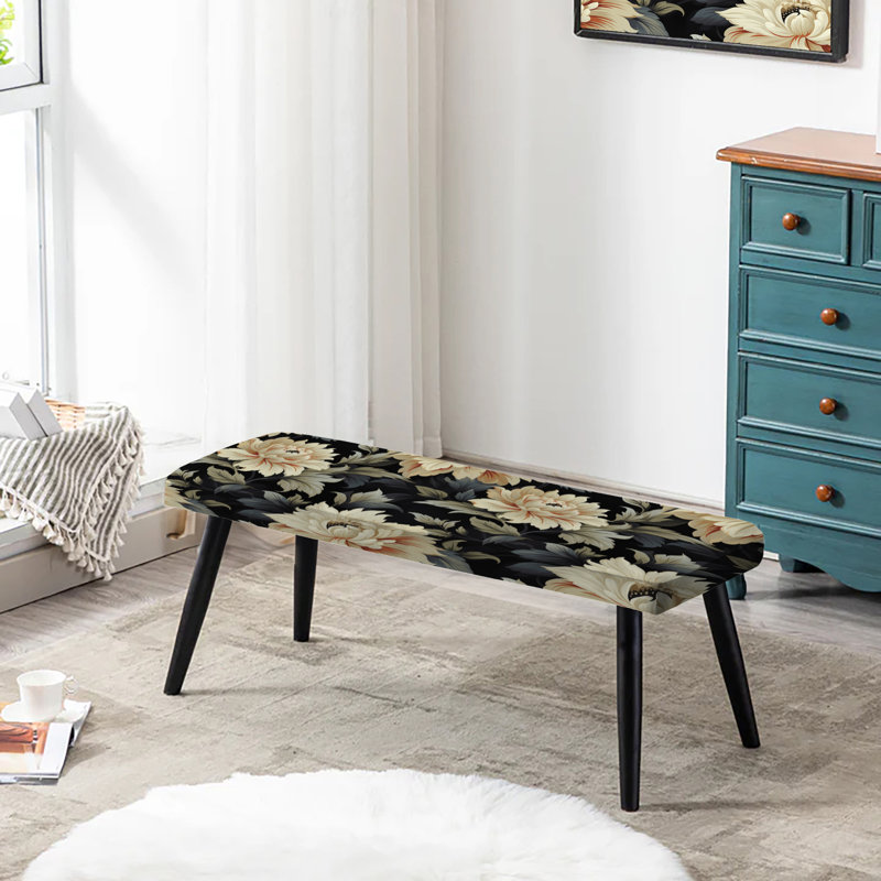 Luxueux banc noir et beige damassé VI - Luxembourré