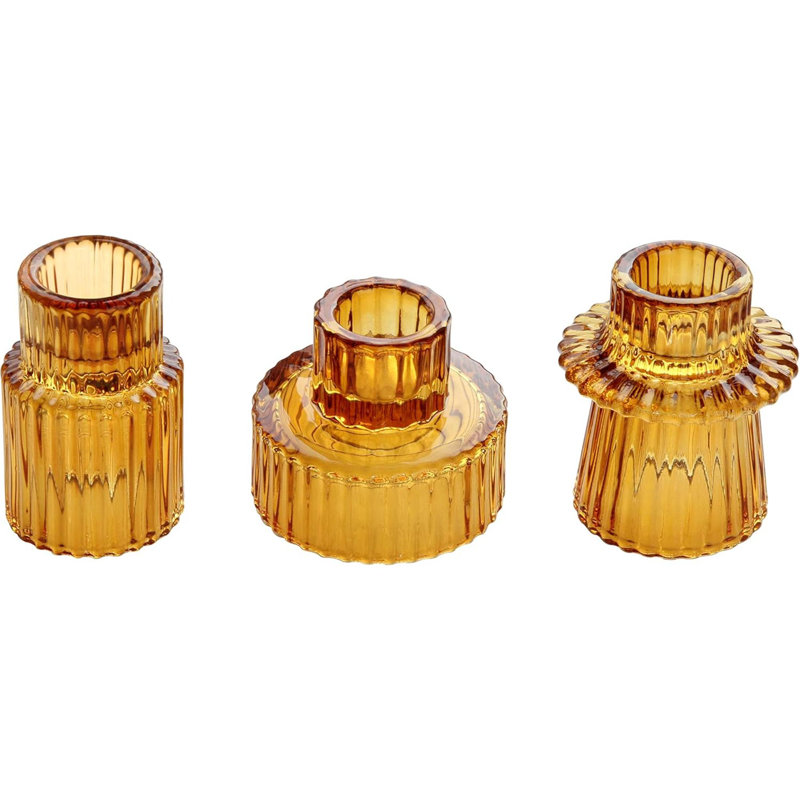 Ensemble de 3 chandeliers en verre, Ambre