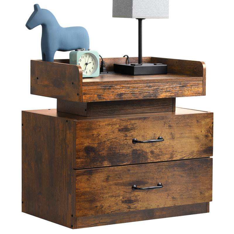 Armanno Top 2 - Drawer End Table with Storage and Built-In Electrical Outlet