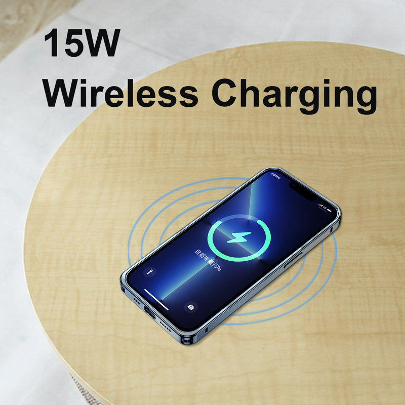 Joelina End Table with Wireless Charging and Bluetooth Speaker, Light Yellow Wood Top/Beige Base