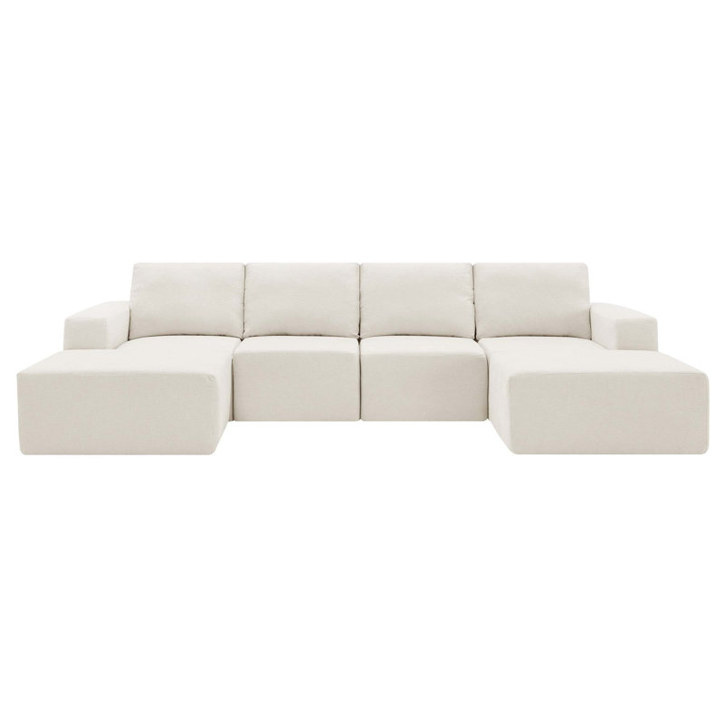 Canapé modulaire en forme de U de Boneless, Chenille beige