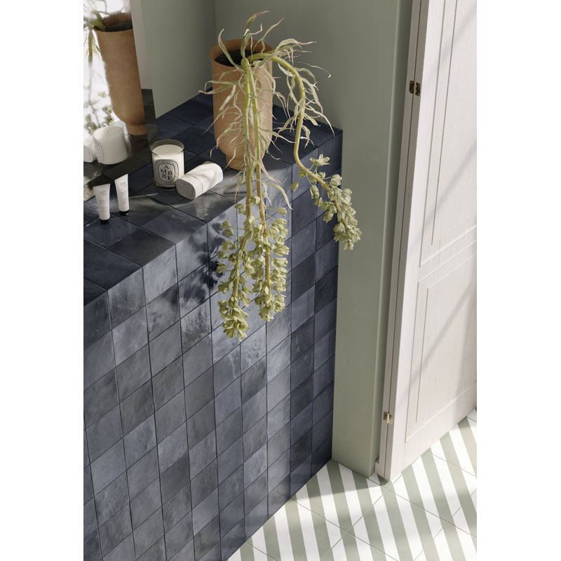Marrakesh Zellige | 4"x4" Ceramic Wall Tile, Oltremare