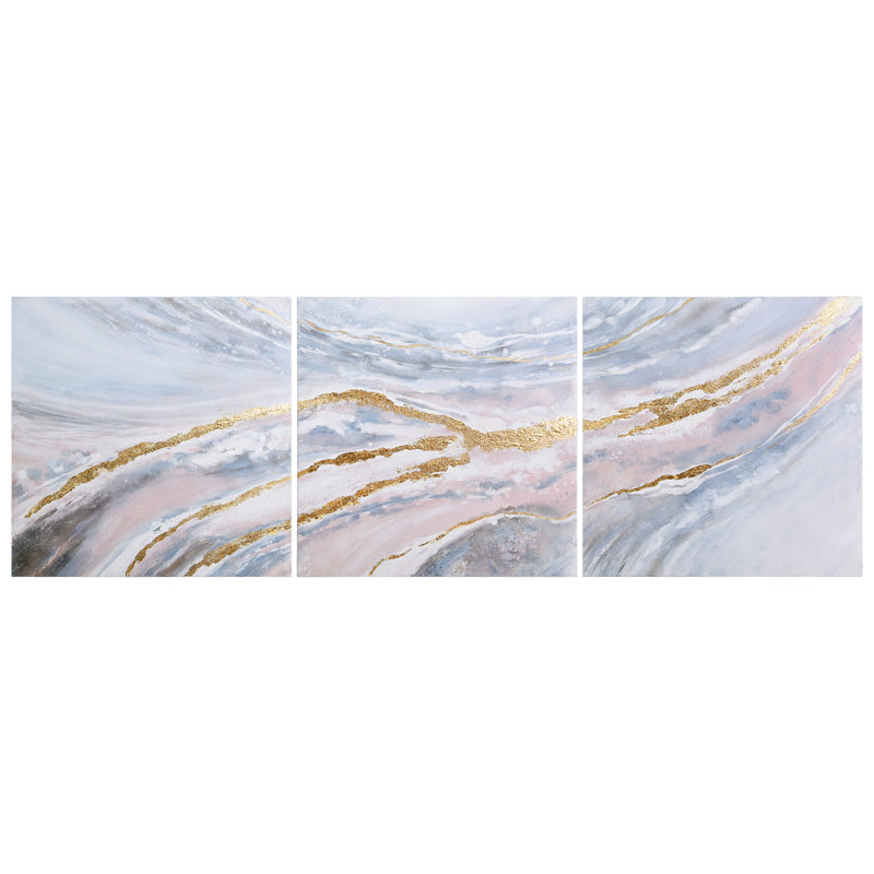 Heavens 2 Metallic Abstract Triptych Canvas Wall Art