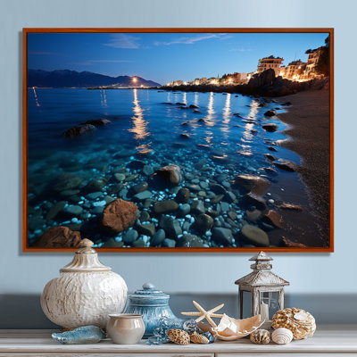 Coucher de soleil sur une plage de mer méditerranée italienne - plage et océan, art mural