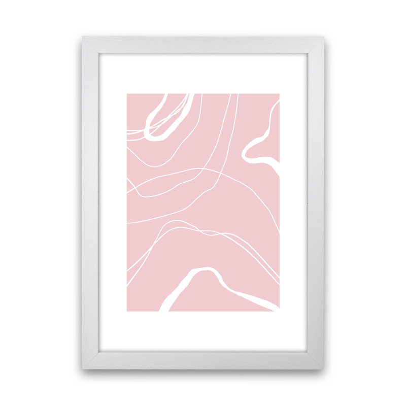 Mila Pink Swirls N14 by Pixy Paper - Print, 84cm H x 59.4cm W x 3cm D, White Framed