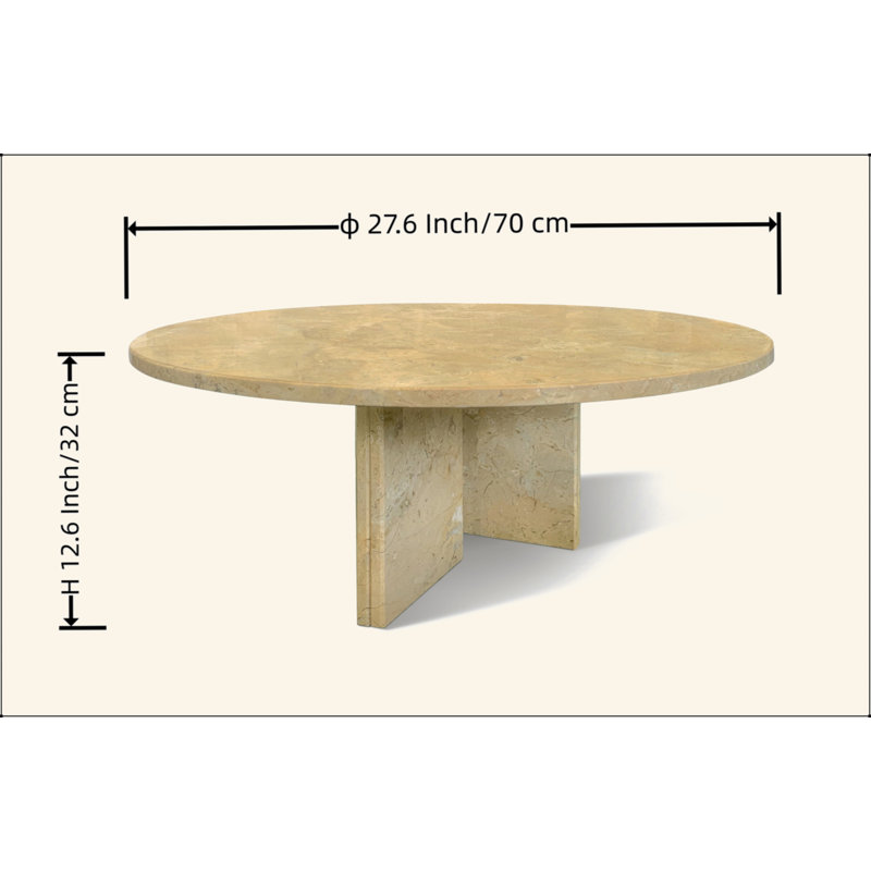 Table basse en marbre naturel, petite table, table de salon, pierre naturelle, Beige / or / jaune