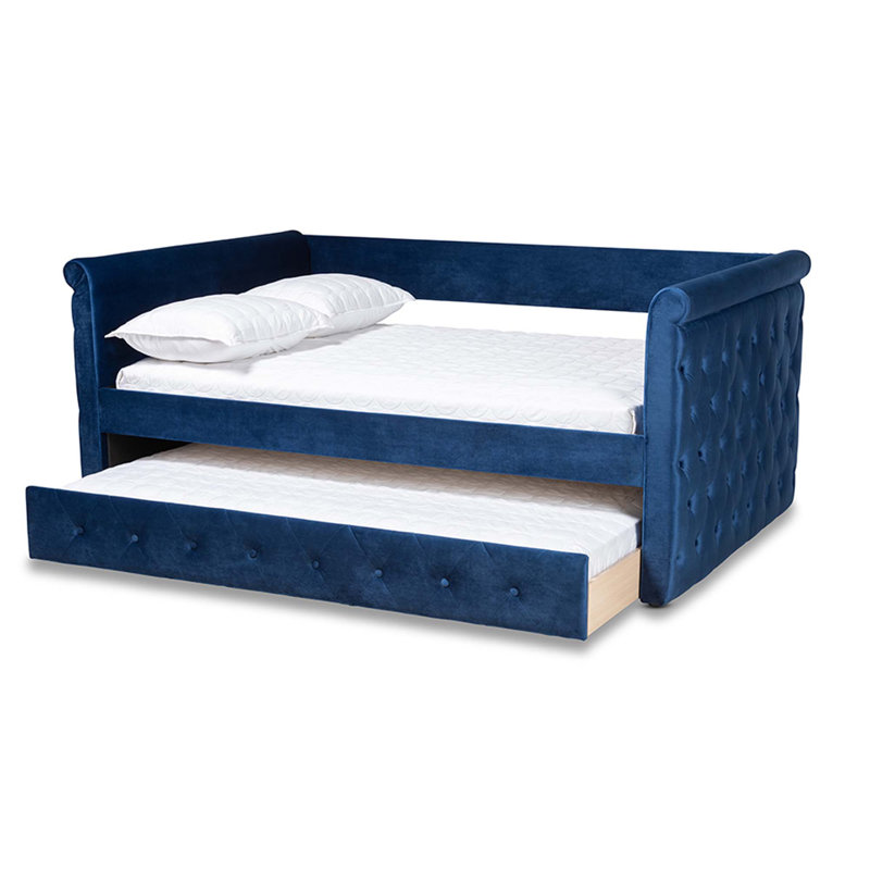 Samitha Upholstered Daybed, Navy Blue Velvet, Twin