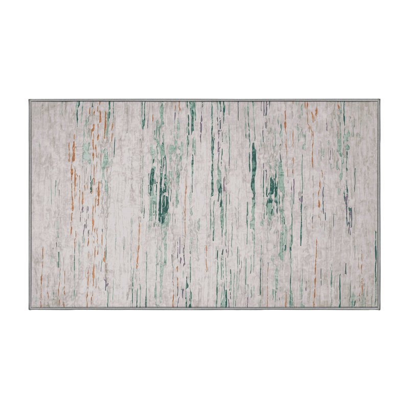 Machine Washable Gray Area Rug, Rectangle 2' x 3'