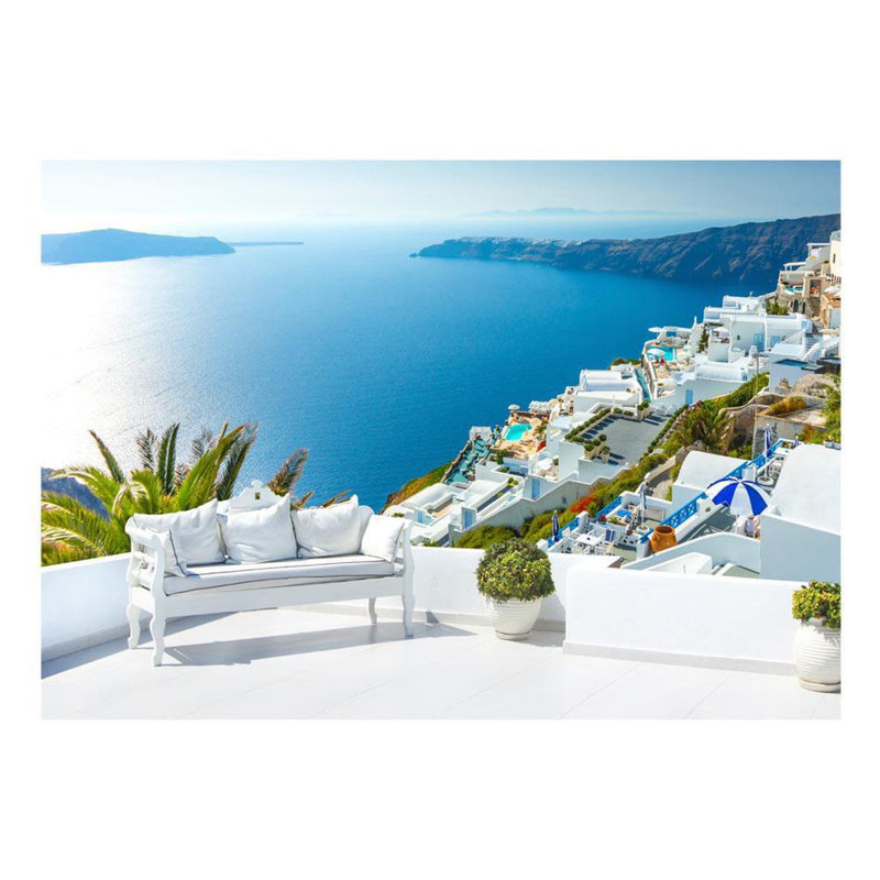 Murale Aiga View sur Santorini, L 55 po x l 78 po