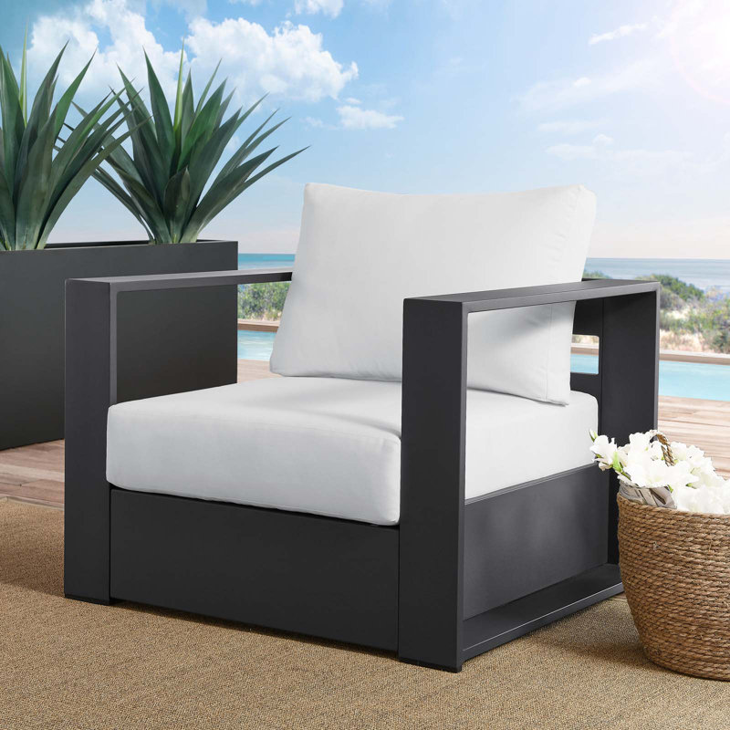 Modway Tahoe Outdoor Patio Powder-Coated Aluminum Armchair, Gray, White