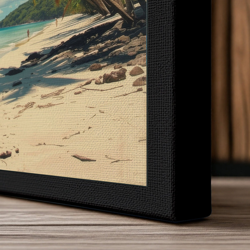 Tropical Palm Paradise Coastal - Wrapped Canvas, 18x12 - 45.7 x 30.5 cm, Black Border