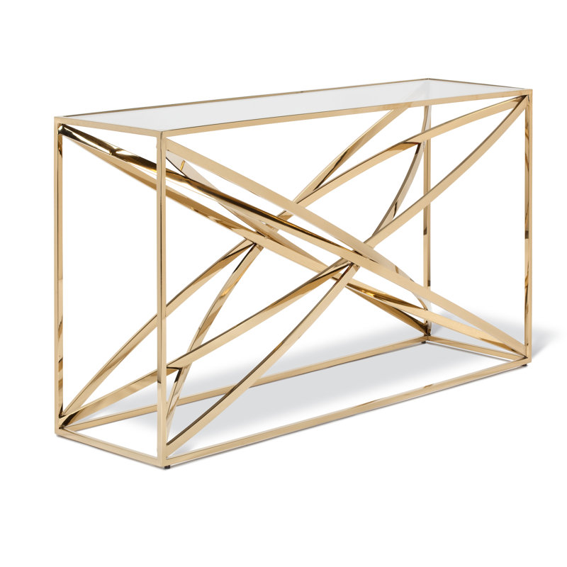 Verasha 54'' Glass Top Console Table, Gold