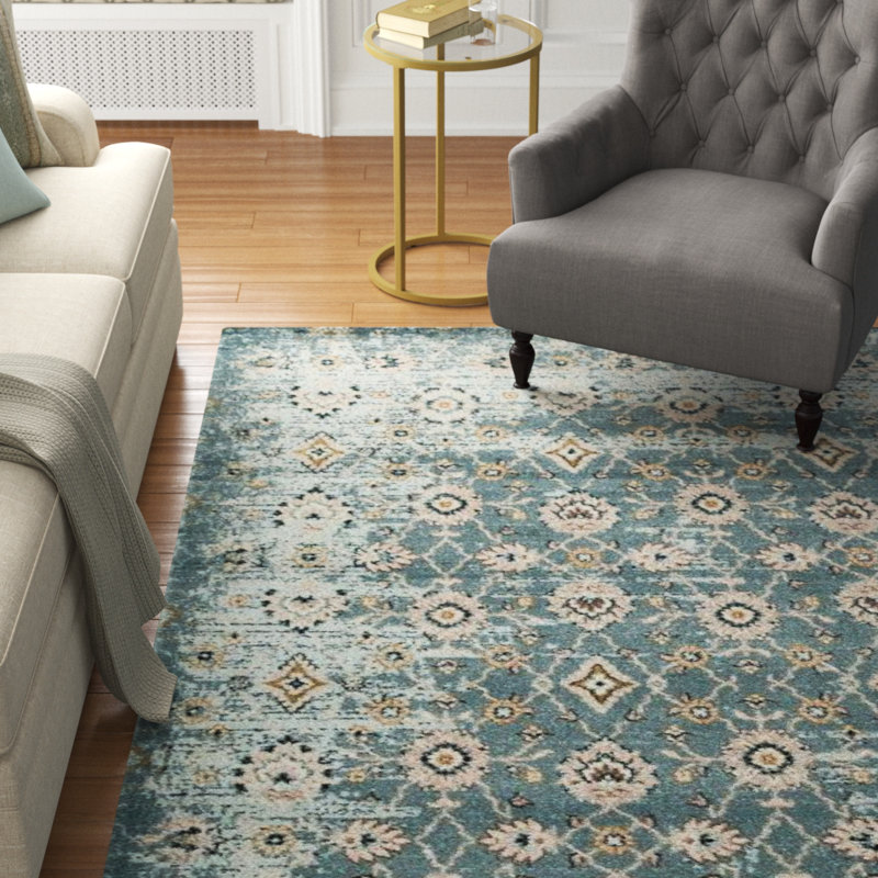 Tapis oriental bleu foncé / beige Speedwell, Rectangle 5 pi x 7 pi