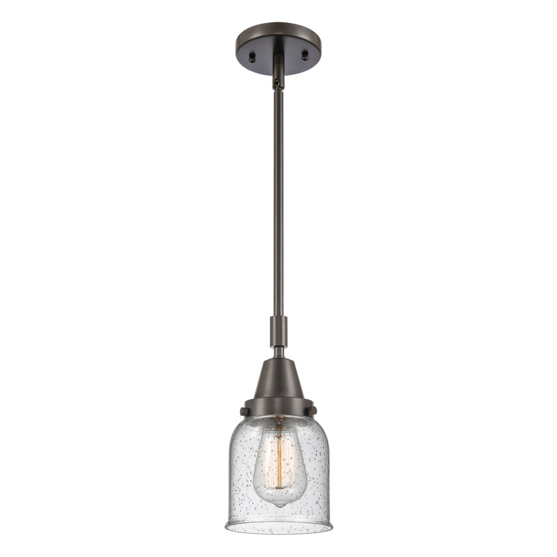 Luminaire suspendu en forme de cloche à 1 lumière Adhafera, H 44,12 po x l 5 po x P 5 po, Ampoule non incluse, Bronze huilé
