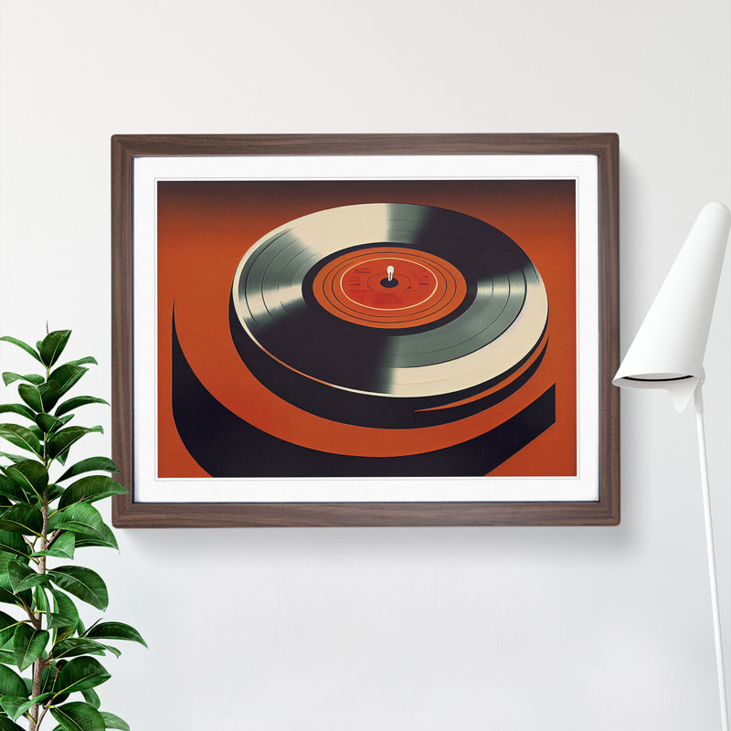 Sublime Vinyl Record Art Abstract - Single Picture Frame Print, 25cm H x 34cm W x 2cm D, Walnut Framed